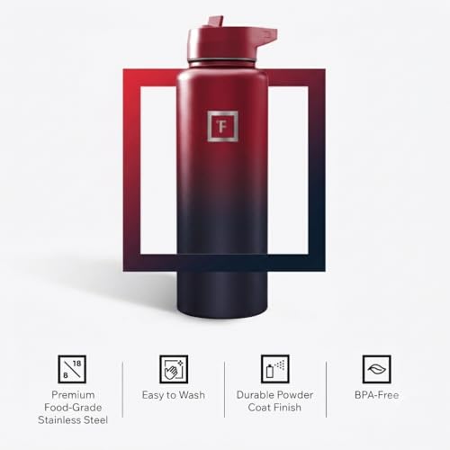 IRON °FLASK 40 oz Wide Mouth Water Bottle with Straw | Insulated Stainless Steel Sports Water Bottle with Leakproof Straw Lid - BPA Free, Cold 24 Hrs, Sweat Free (Dark Rainbow) - color: Dark Rainbow, style: Straw - 40 Oz (1 Lid)