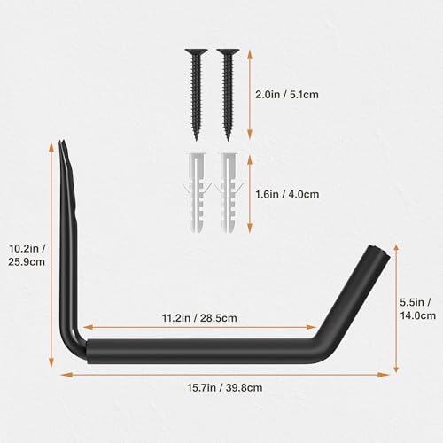 niffgaff Heavy Duty Garage Storage Hooks - 120 LB Capacity Wall Mounted Rack for Kayaks, Ladders, and Bikes - color: Black 6 pack