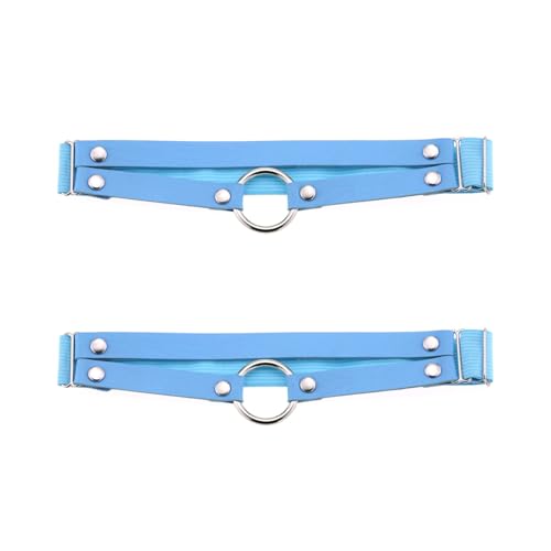 Adjustable O-ring Leg Garter, Elastic Thigh Garters Belt for Women, 1 Pair - color: Blue
