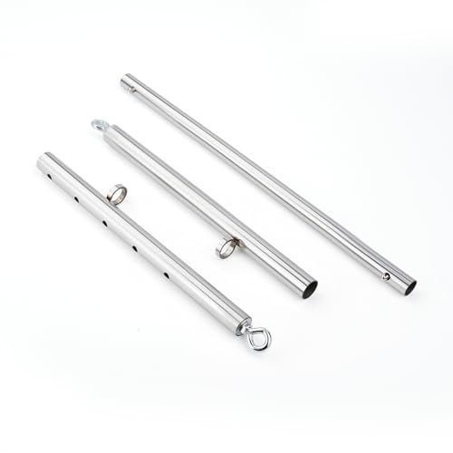 3 in 1 Heavy Duty Stainless Steel Expandable Spreader Bar with 4pcs PU Rose-Gold Adjustable Straps,Workout Bar for Home Gym Training Bar,Portable Detachable Pilates Kit - style: Silver+Silver PU Kit