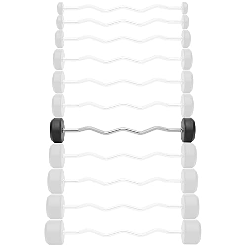 Philosophy Gym Rubber Fixed Barbell, Pre-Loaded Weight EZ Curl Bar for Strength Training & Weightlifting - style: 70 LB