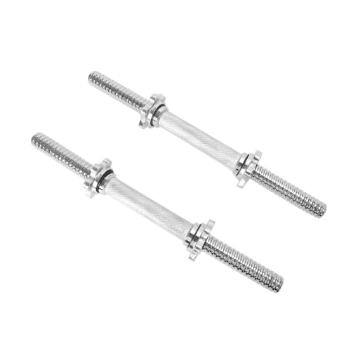 Threaded Dumbbell Rubber/Chrome Handles 1 Inch Pair, Adjustable Dumbbell Bar Handles, Fits Standard Weight Plates with 1” Diameter, for Gym Workouts, Exercise, Weightlifting, Sold in Pair - color: Chrome Handgrips, size: 15.75 Inch