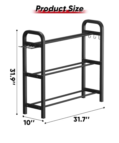Adjustable Dumbbell Rack, Weight Storage Stand Holder for Dumbbells & Kettlebells, Heavy-Duty Home Gym Organizer with 6 Hook for Home Gym Equipment Accessories (Rack Only) - color: Black, style: 3 tier