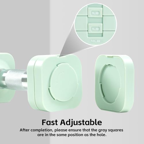 20LBS Adjustable Dumbbell Set, 4 in 1 Free Weights Dumbbells Set for,4lb 6lb 8lb 10lb, with Metal Non Slip Handle，Quick Change，Home Gym Strength Training Equipment for Men and Women - color: light green