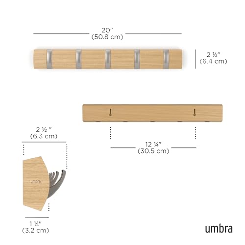 Umbra Flip 5 Wall Mounted Hook - color: Natural, size: 5-Hook