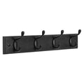 SONGMICS Wall-Mounted Coat Rack, Hook Rack, 4 Dual Metal Hooks, Black | For Coats, Bags, Keys, in the Entryway, Bedroom, Living Room ULHR023B01 - color: Black, size: 1 Pack-4 Hooks