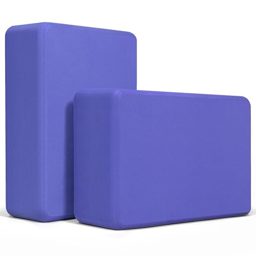 Yoga Blocks 2 Pack, Premium Yoga Brick Foam Blocks to Improve Strength, Flexibility & Balance, Light Weight - Safe and Stable Support for Yoga, Pilates, Meditation & Stretching - color: 2PACK-Purple