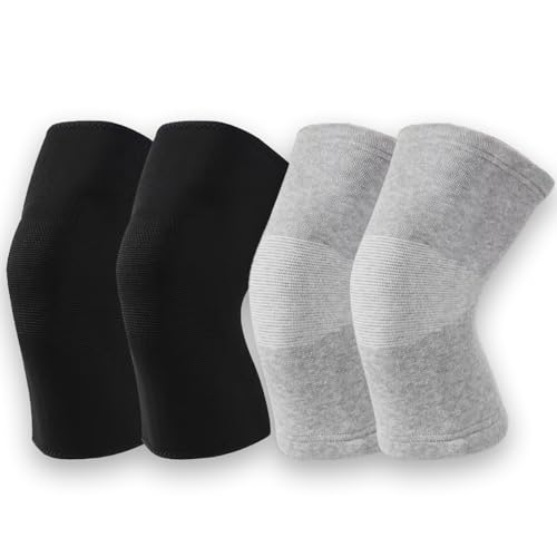 Bamboo Charcoal Compression Knee Sleeve - Elastic Knee Braces Pads Warmers Protective Knee Support for Arthritis and Runners (Gray+Black, Medium) - size: Medium