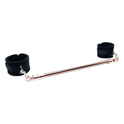 Spreader Bar Stainless Steel Vintage Black Bar with 2pcs Adjustable Straps,Sports Aid Training Fitness Gear Pilates Aid Kit, Home Restore Pilates Indoor Yoga Set - style: Fixed RoseGold+Black Furry Kit