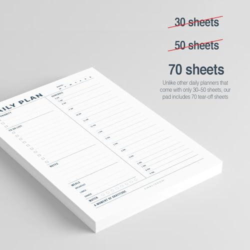Daily Planner Notepad, 5.5 x 8.5" Tear-Off Pad – 70 Undated Sheets Focus-Enhancing Desktop Organizer with Hourly Schedule, To-Do List for Work, School (White, Minimalist, 2 Pack) - size: Minimalist, 2 Pack