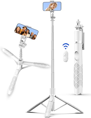 71" Selfie Stick, Smartphone Tripod Stand All-in-1 with Remote, Travel Tripod for iPhone, Extendable Cell Phone Tripods for Selfie/Video Recording/Photo/Live Stream/Vlog - color: White, size: B-[70.47Inch＆Upgraded Aluminum Pole]