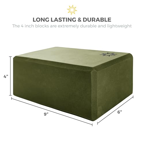 Bulk 4 in Foam Yoga Blocks, 10 Pack - color: Olive