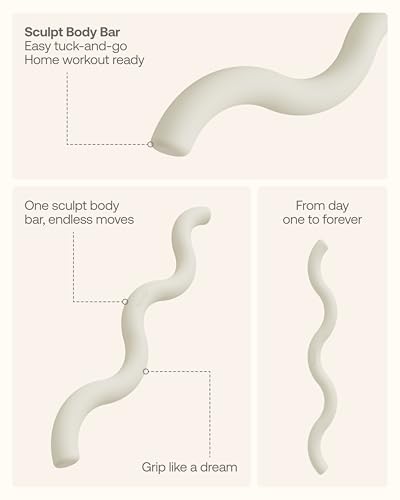 BetterMe Sculpt Body Bar – Weighted Exercise Bar for Strength Training – Home Gym Workout Barbell for Squats, Deadlifts, Curls & Full Body Workouts - color: Ivory