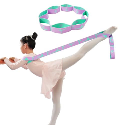 8 Loops Stretching Strap for Kids, Extended Dance Stretch Band Elastic for Ballet & Gymnastics, Children's Resistance Bands for Flexibility Training, Dance Equipment for Girls - color: Purple