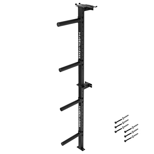 Valor Fitness Wall Mounted Weight Plate Storage Holder/Rack for Bumper Plates and Olympic Weight Plates - color: 4-Peg Rack & Bar Storage- BH-27