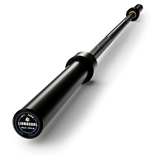 LIONSCOOL Premium 4ft/4.9ft/6ft Barbell for Strength Training and Olympic Weightlifting, 2 Inch Weight Bar for Squats, Curls, Deadlifts, Presses, Hip Thrusts, 350lbs/500lbs Capacity - color: Black, size: 6 ft