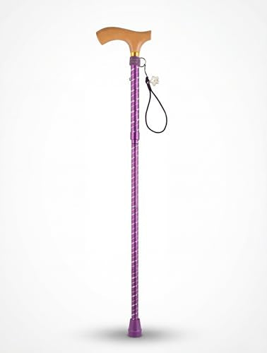 Asterom Canes for Women - Foldable, Adjustable, Collapsible - Fashionable Walking Cane for Women, Wooden Handle - color: Purple