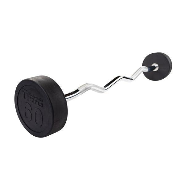Body-Solid Rubber Coated Fixed Weights Curl Barbells - Weighted Bar for Weightlifting Exercise, Bodybuilding, Strength Training, Squat Rack & Bench Press - style: 60lbs.