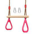 PELLOR Trapeze Bar Gym Rings -Trapeze Swing Bar for Playground Wooden Swing Set with Adjustable Rope Kit Equipment for Children Adult - color: Pink