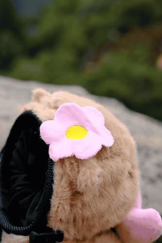 Rock Climbing Chalk Bag – Cute Plush Chalk Bag for Bouldering, Gym, Indoor & Outdoor Climbing – Drawstring Closure, Adjustable Waist Belt – Fun Character Design for Climbers - color: Capybara Flower
