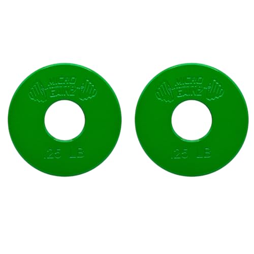 Micro Gainz Standard 1-Inch Center Hole Fractional Weight Plates Set of 2 Plates, Choose Set (.25LB-1.25LB), Designed for Standard 1-inch Barbells & Dumbbells, Made In USA - color: Green .25LB
