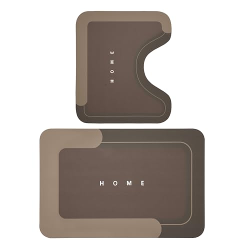 Housego Absorbent Bath Mat, Quick Dry Bath Rug, Non-Slip, 2PCS, Brown | 2PCS Absorbent Bath Mat Magic Rug Sets; Quick Drying Bath Mat Non-Slip Floor Rug Rubber Backed for Bathroom Kitchen Shower - color: Brown, size: 2 PCS (19.7" x 23.6", 19.7" x 31.9")