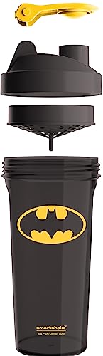 Smartshake Lite Justice League Protein Shaker Bottle 800ml – DC Comics Water Bottle, Leakproof BPA Free Gym Shaker Bottle for Protein Shakes And Protein Powder - Batman Logo - style: Batman
