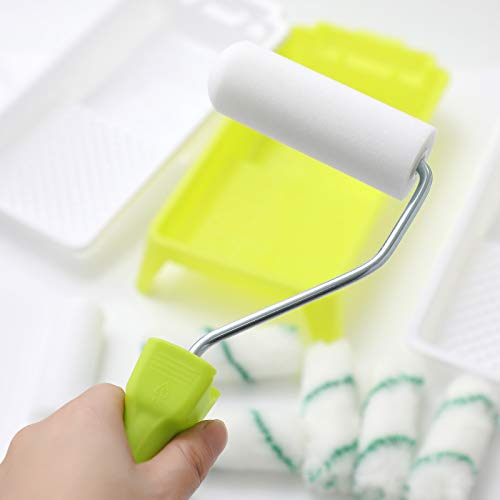 Foam Paint Roller Tray Set,4-Inch Mini Roller Cover Refills with Frame, Paint Tray, Liners, High-Density Foam Small Roller Naps, Bathtub Refinishing Sponge Roller Kit(15Pcs) - size: 4 inch Foam Roller Set