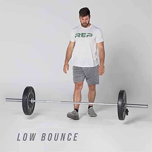 REP Fitness Rubber Bumper Plates, 5Lb to 370 lb Set Pairs, Olympic Standard Weights, Shock Absorbing Low Bounce Design, For Home Gyms, Fitness Centers, Strength Workouts, Barbell Use - style: 190 LB Set