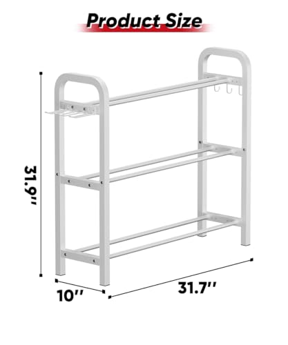 Adjustable Dumbbell Rack, Weight Storage Stand Holder for Dumbbells & Kettlebells, Heavy-Duty Home Gym Organizer with 6 Hook for Home Gym Equipment Accessories (Rack Only) - color: White, style: 3 tier