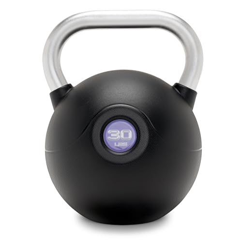 Marcy Commercial Grade PU Coated Kettlebell – 10 to 40 LB Single Weights with Textured Steel Handle, Flat Base – Strength Training for Full Body & Home Gym Workouts - color: 30 LB - Purple