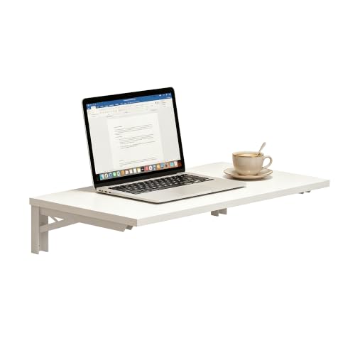 Need Small Fold Down Table Wall Mounted Heavy Duty Small Folding Wall Table Length 30 inches Width 20 inches Perfect Addition to Laundry Room/Home Bar/Kitchen & Dining Room AC15DW(7650) - color: White Desktop & White Folding Shelf Brackets, size: L30" * W