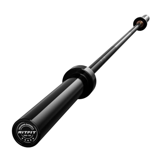 RitFit Elite 7ft Olympic Barbell, Robust 45lb Barbell for Weightlifting and Powerlifting, Superior Olympic Bar with Exceptional 500lbs Load Capacity, Weight Bar for 2” Standard Plates - color: Black, size: 6.6 ft 900 lb 33 lb without Collar