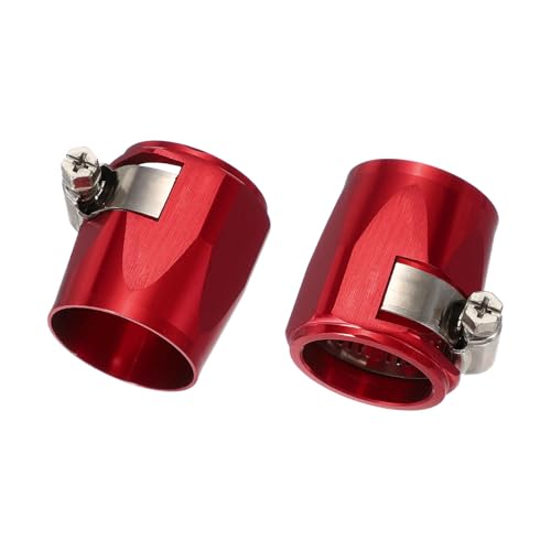 HARFINGTON 2pcs 18AN Hose Finisher Clamp Aluminium Hex Car Hose Finisher Flexible Pipe Clamps with Screw Band for Fuel Gas Oil Air Water Tube, Red - color: Red, size: 18AN