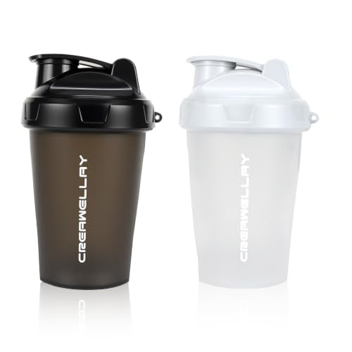 2 Pack Shaker Bottles for Protein Mixes, 17 oz Small Protein Shaker Bottle with Handle, Gym Shaker Cups with Blending Ball for Pre Workout, BPA-Free & Dishwasher Safe(Black, White) - color: White,Black
