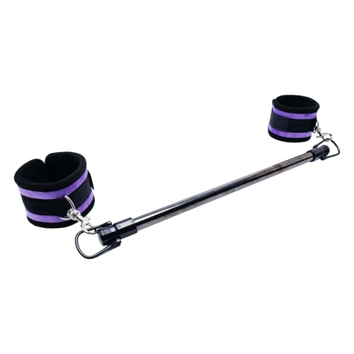 Spreader Bar Stainless Steel Vintage Black Bar with 2pcs Adjustable Straps,Sports Aid Training Fitness Gear Pilates Aid Kit, Home Restore Pilates Indoor Yoga Set - style: Vintage+Furry Purple Kit