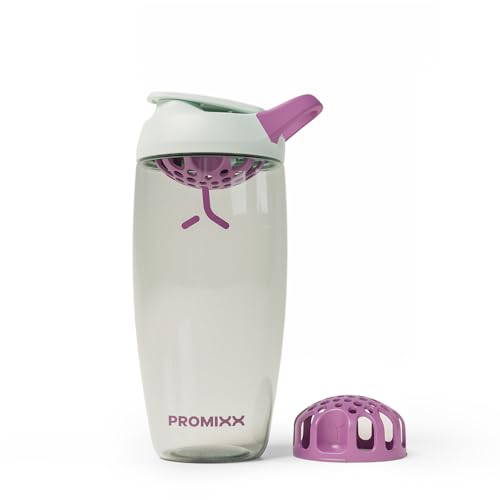 Promixx Pursuit Protein Shaker Bottle – 26oz Silent Snap-Fit Mixer for Lump-Free Shakes – Leak-Proof BPA-Free Ecozen Gym Shaker with Measurement Marks for Fitness and Travel – Seagrass Green - color: Seagrass Green, style: 26oz