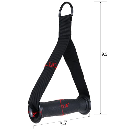 Resistance Band Handles, 2 Pack Heavy Duty Cable Machine Grips | Reinforced 2 in. webbing, D-rings, and textured grips for bands, cable machines, strength training - color: Black