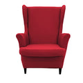 NILUOH Wingback Chair Cover 2-Piece Soft Stretch Wing Chair Slipcover Solid Color Armchair Sofa Couch Cover Furniture Protector with Elastic Bottom for Living Room Bedroom (Red) - color: Red