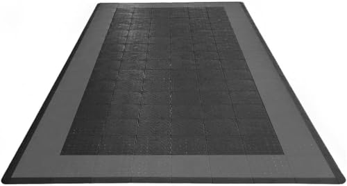 Speedway Garage Floor Mat Kit for 1-Car, Medium, Grey/Black - color: Grey/Black, size: Garage Kit - 1-Car
