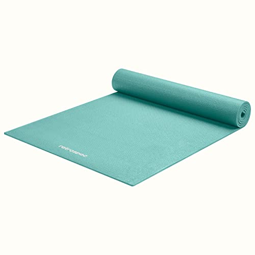 Retrospec Pismo Yoga Mat w/Nylon Strap for Men & Women - Non Slip Exercise Mat for Yoga, Pilates, Stretching, Floor & Fitness Workouts, .5mm Thick, Easy to Clean - color: Blue Lagoon