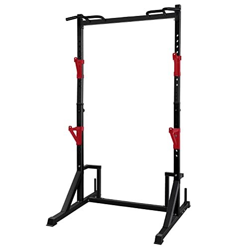 CANPA Multifunction Power Rack with Pull up Bar, Heavy Capacity and Adjustable Squat Stand Rack for Home Gym Equipment, Power Rack Cage - color: Black