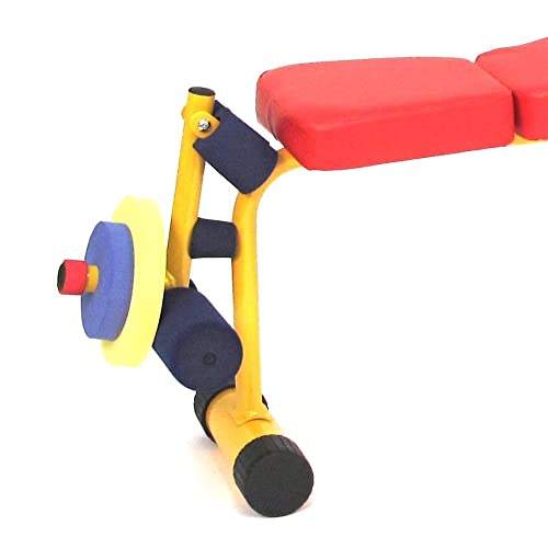 Redmon Fun & Fitness for Kids Adjustable Weight Bench Press Set w/ Barbell & Foam Weights | Barbell & Foam Weights