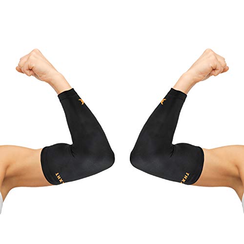 THX4COPPER Elbow Compression Sleeve(2 Pieces) - Copper Infused Support -Guaranteed Recovery Copper Elbow Brace-Idea for Workouts, Sports, Golfers, Tennis Elbow, Arthritis, Tendonitis (XX-Large) - size: XX-Large