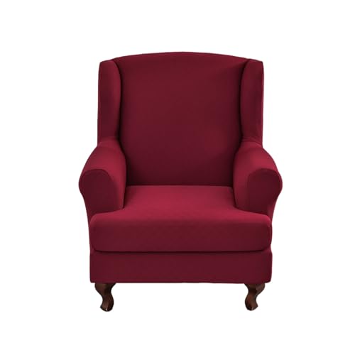 CRFATOP 2 Piece Stretch Wingback Chair Cover Printed Wing Chair Slipcovers Spandex Fabric Wingback Armchair Covers with Elastic Bottom for Living Room Bedroom Wingback Chair,C37 - color: Color C37