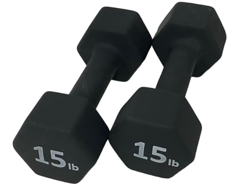 Neoprene Coated Dumbbell Hand Weight Set - style: 54-Pounds total -2 Pairs (12-LB, 15-LB)