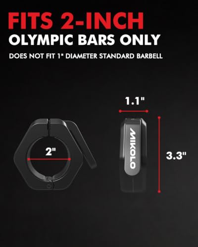 Mikolo Barbell Clamps,2-Inch Olympic Barbell Clips with Anti-Slip TPR Lining and Quick Release for Home and Gym Use - color: Black, style: Magnetic