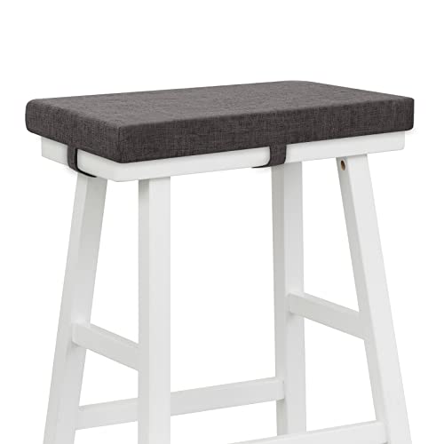 Tromlycs Saddle Bar Stool Cushion Rectangle Small Bench Cushion, Dark Grey | Rectangular Seat Cushion, Rectangle Bar Stool Cover Pad, Kitchen Farmhouse, with Strap Ties, 18x9.5 Inch - color: Dark Grey