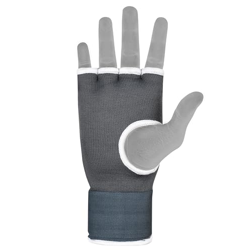 HUNTER Gel Boxing Hand Wraps for Men & Women, Quick Inner Gloves with Wrist Support for MMA, Muay Thai, Kickboxing & Martial Arts Training, Knuckle Protection (Pair) - color: Gray, size: Small-Medium