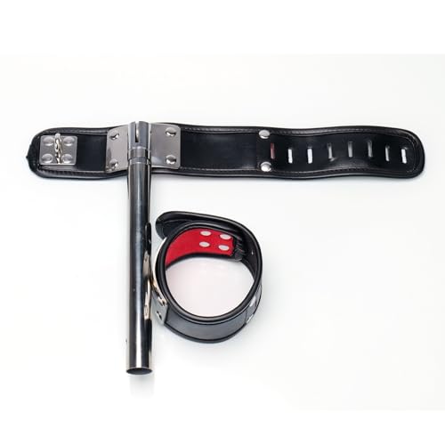 Heavy Duty Stainless Steel Expandable Spreader Bar with 4pcs PU Black--Pink Skull Pattern Detachable Adjustable Straps,Workout Bar for Home Indoor Gym Training Kit - style: Integration-SBlackRed
